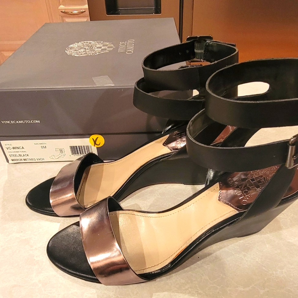 Women's Super Cute Vince Camuto Wedges, With Straps On Ankles, Size 8